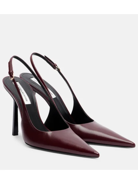 Pantofi cu toc Victoria Beckham din piele slingback bordo