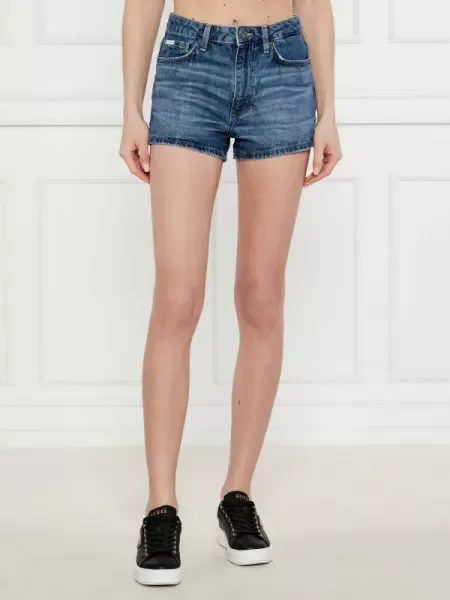 Guess Jeans Farmer rövidnadrág len hozzáadásával kék