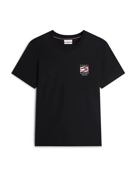 TOMMY HILFIGER Tricou roșu / negru alb