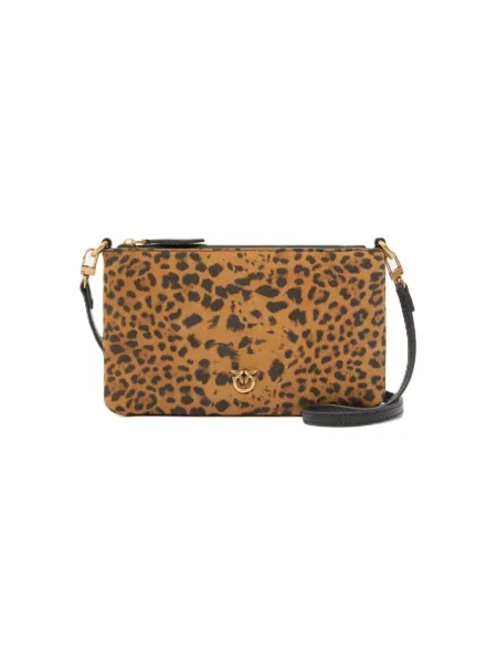 Mini geanta de piele Pinko fără armătură plic maro