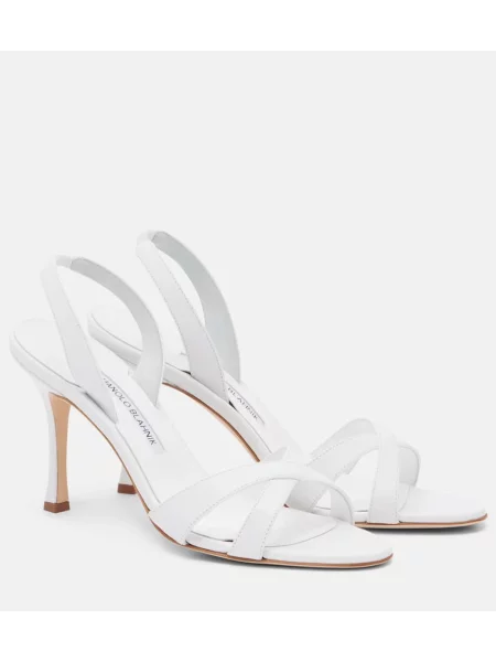 Sandale Manolo Blahnik din piele slingback alb