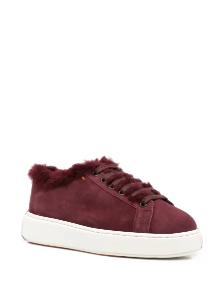 Sneakerși Santoni cu blană roșu