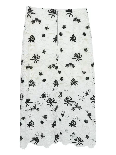 Fustă midi Alice + Olivia cu model floral din dantelă alb