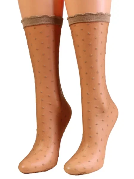 Sokisahtel Ponožky SCARLETT sheer socks with dots' béžová