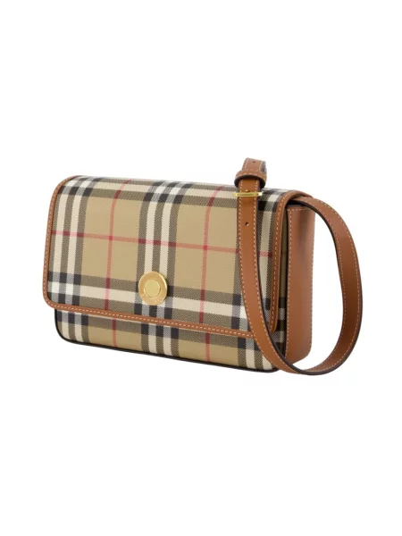 Body Burberry skórzany w kratę retro beżowy