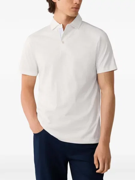 Tricou polo Hackett London din jerseu alb