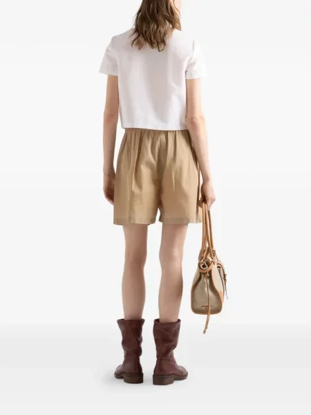 Λινό μικρός πουκάμισο Prada λευκό