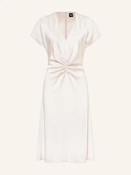 Sukienka midi z dekoltem w serek model ‘Dulania’ Boss różowa