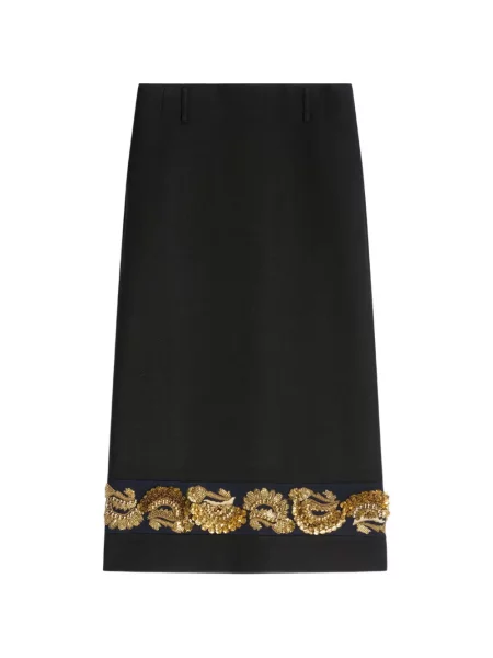 Lung fustă Dries Van Noten de lână negru