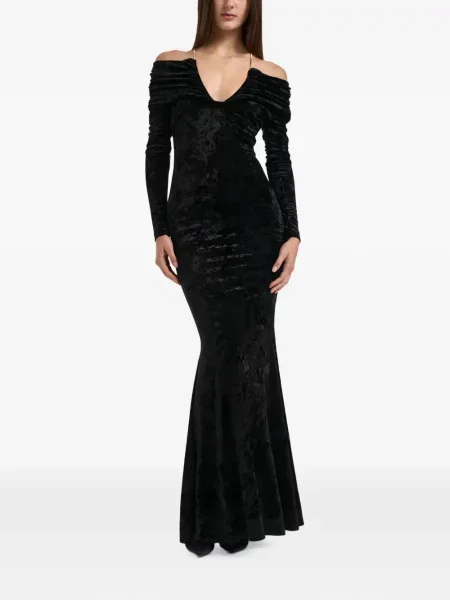 Rochie maxi Danamé de catifea negru
