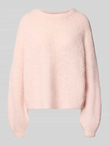 Sweter o kroju relaxed fit z dzianiny z dodatkiem wełny model ‘CARMEN’ Vero Moda różowy