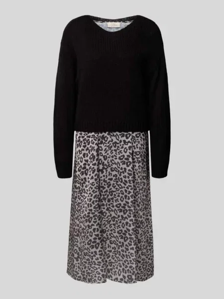Sukienka z dzianiny z okrągłym dekoltem Robe Légère czarna