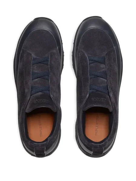 Sneakerși Zegna din piele de căprioară negru