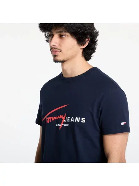 Tommy Jeans Majica Signature Dna Mornarsko Regular Fit modra