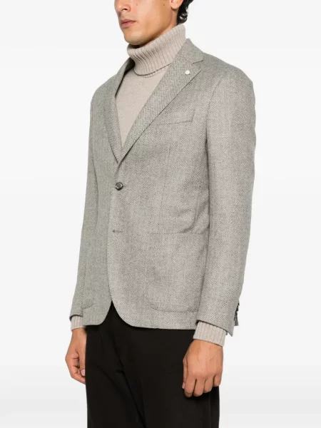 Sacou Luigi Bianchi cu model herringbone gri