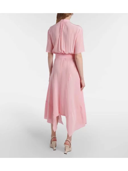Rochie midi Stella Mccartney de mătase până la genunchi de costum roz