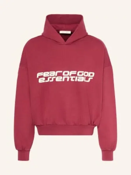 Essentials Fear Of God Mikina S Kapucí tmavě červená