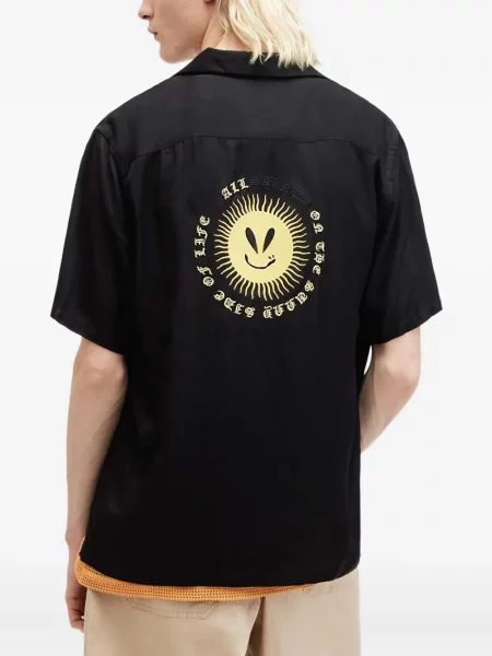 Cămașă Allsaints cu broderie negru