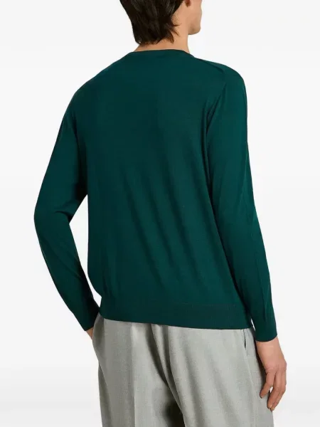 Pulover Kiton de lână cu decolteu rotund verde