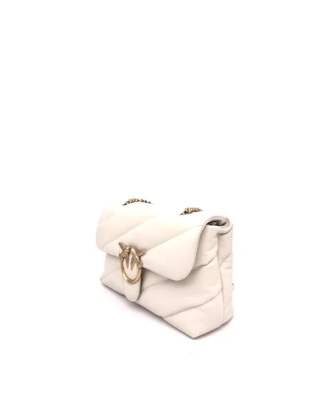 Torebka crossbody Pinko klasyczna z owczej skóry biała