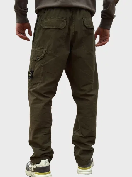 Брюки карго Stone Island с камнями оливковые