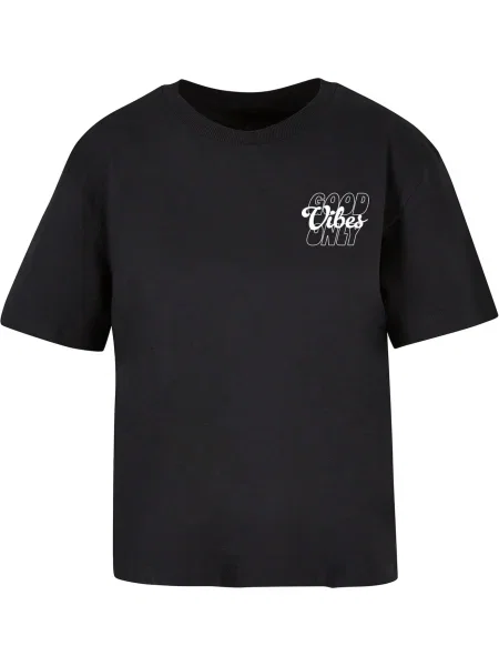 Miss Tee Tricou Good Vibes negru alb