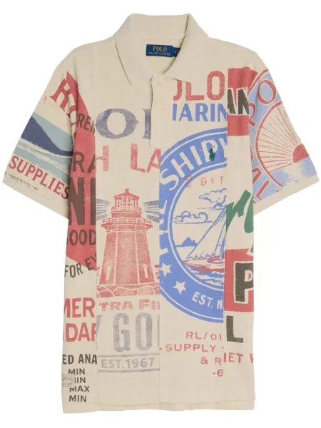 Haftowane сhinosy Polo Ralph Lauren z twillu do biegania niebieskie