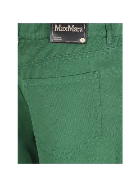 Lniane jeansy straight leg Max Mara zielone