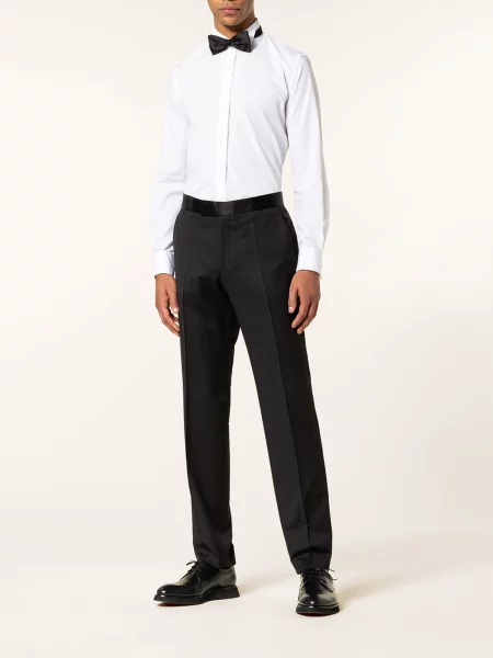 Boss Smokingové Kalhoty Lenon Tux Slim Fit S Galonovými Pruhy černá