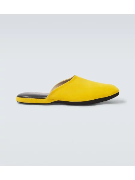 Papuci de casă Charvet din piele de căprioară galben