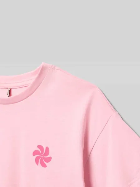 T-shirt o kroju regular fit z czystej bawełny model SUN-VERAS' Only różowa