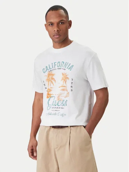 Guess Tricou Reglan Fit alb