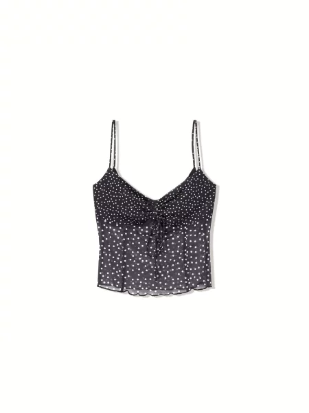 Bershka Top črna bela