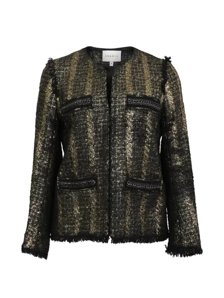 Sacou Sandro din tweed negru