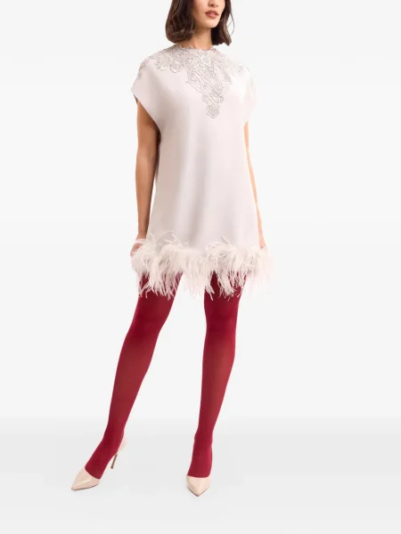 Mała sukienka mini Gemy Maalouf w piórka garniturowa