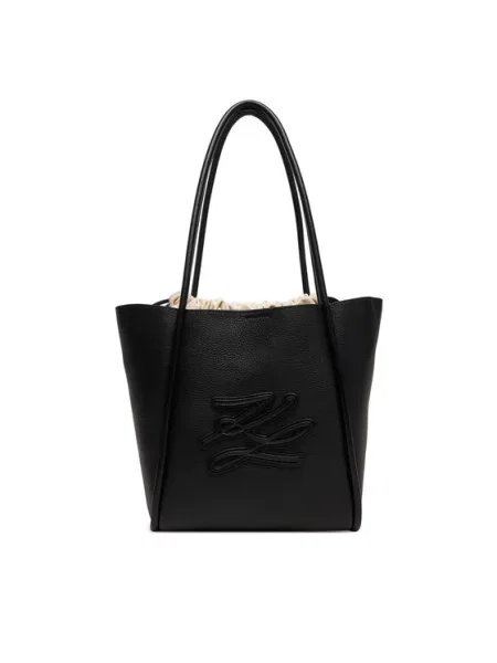 Karl Lagerfeld torebka shopper skórzana K/AUTOGRAPH czarna