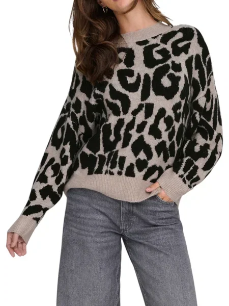 Sweter Jacqueline De Yong w panterkę czarny