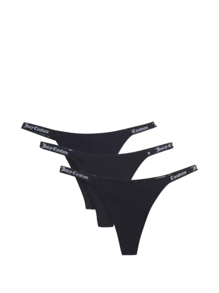 Chiloți tanga Juicy Couture cu autograf negru