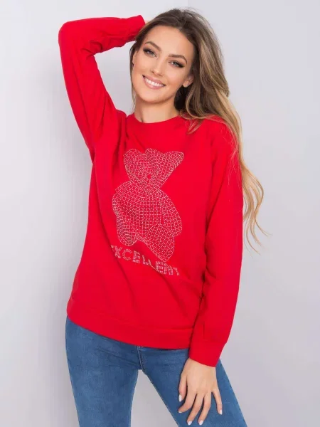 Bluză Fashionhunters cu aplicații roșu