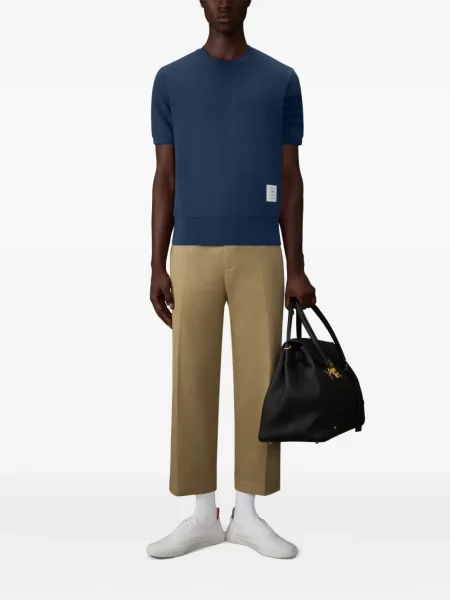 Tricou Thom Browne cu decolteu rotund albastru