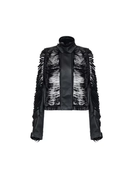 Kurtka skórzana Elisabetta Franchi czarna