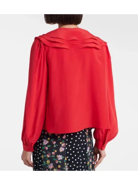 Bluză Rixo de mătase cu model floral roșu