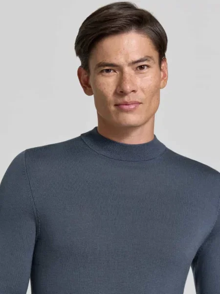 Bluzka z długim rękawem o kroju slim fit z czystej żywej wełny model Arwon' Drykorn granatowa