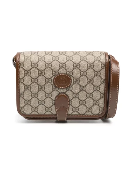 Torba crossbody Gucci zamszowa z logo brązowa