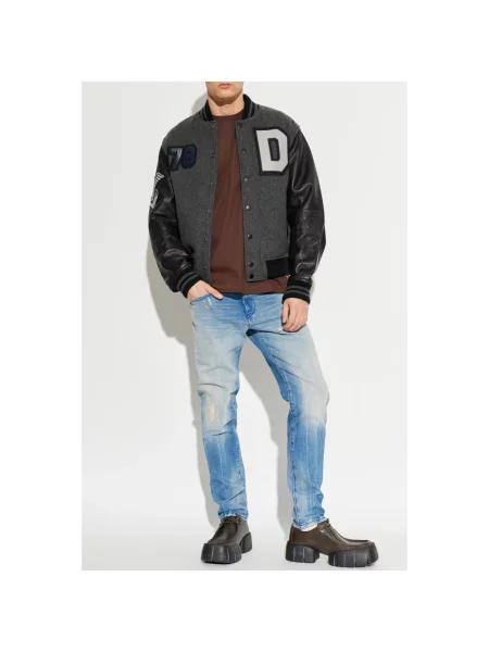Kurtka bomber Diesel wełniany szary