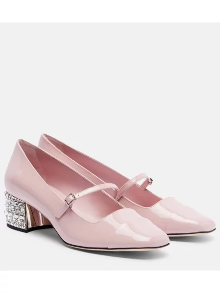 Pantofi cu toc Jimmy Choo din piele de lac roz