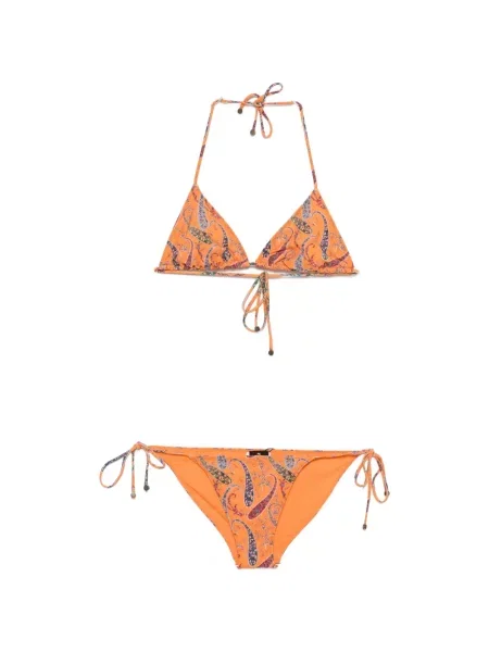 Bikini Etro cu imagine cu model paisley portocaliu