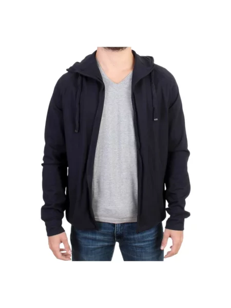 Sweter Costume National z kapturem elegancki niebieski