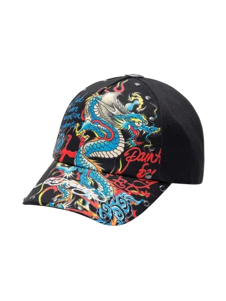 Ed Hardy Șapcă Blue Dragon azur / galben / roșu rodie negru