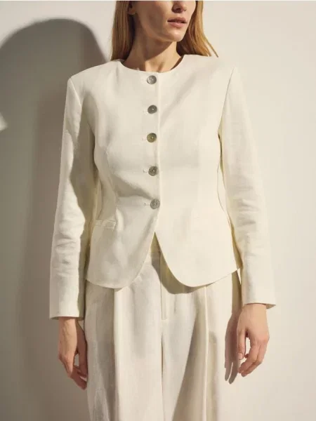 Reserved Лляний піджак білий